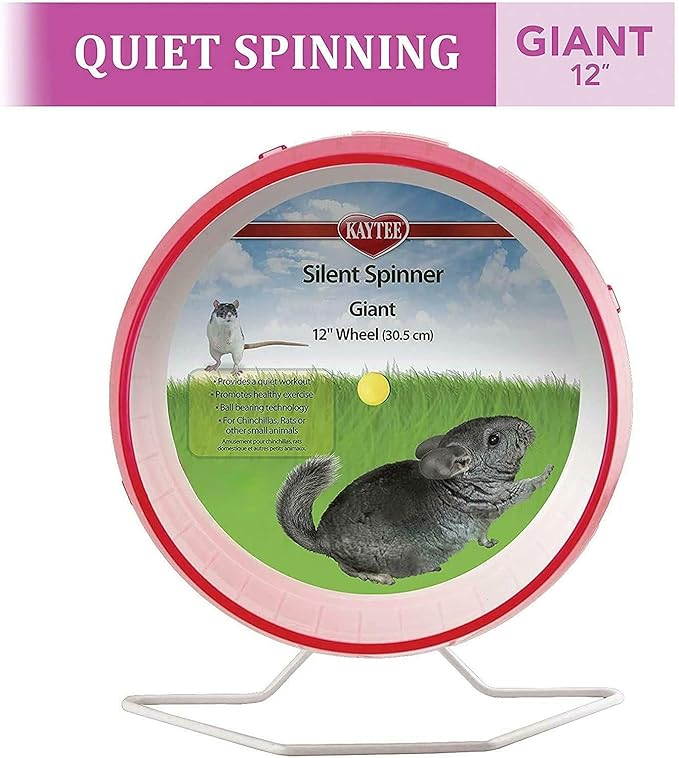 Kaytee Silent Spinner Wheel For Pet Chinchillas, Rats, and Hedgehogs, Giant 12 Inch