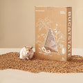 BUCATSTATE Cork Bedding 5L, Natural Hamster Bedding Odor Control for Dwarf Syrian Hamsters, Gerbils, Mice, Low-dust Hamster Substrate with Paper Hideout Box (Grain 2-4mm)
