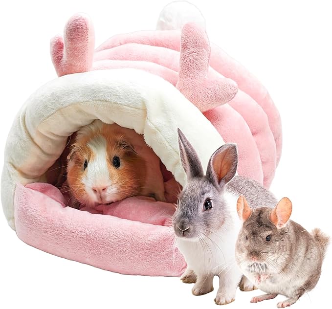 Guinea Pig Hideout, Warm Bed for Guinea Pig,Rabbits, Chinchillas, Guinea Pig Bed, Cozy Small Animal Winter Shelter (Pink, Medium)