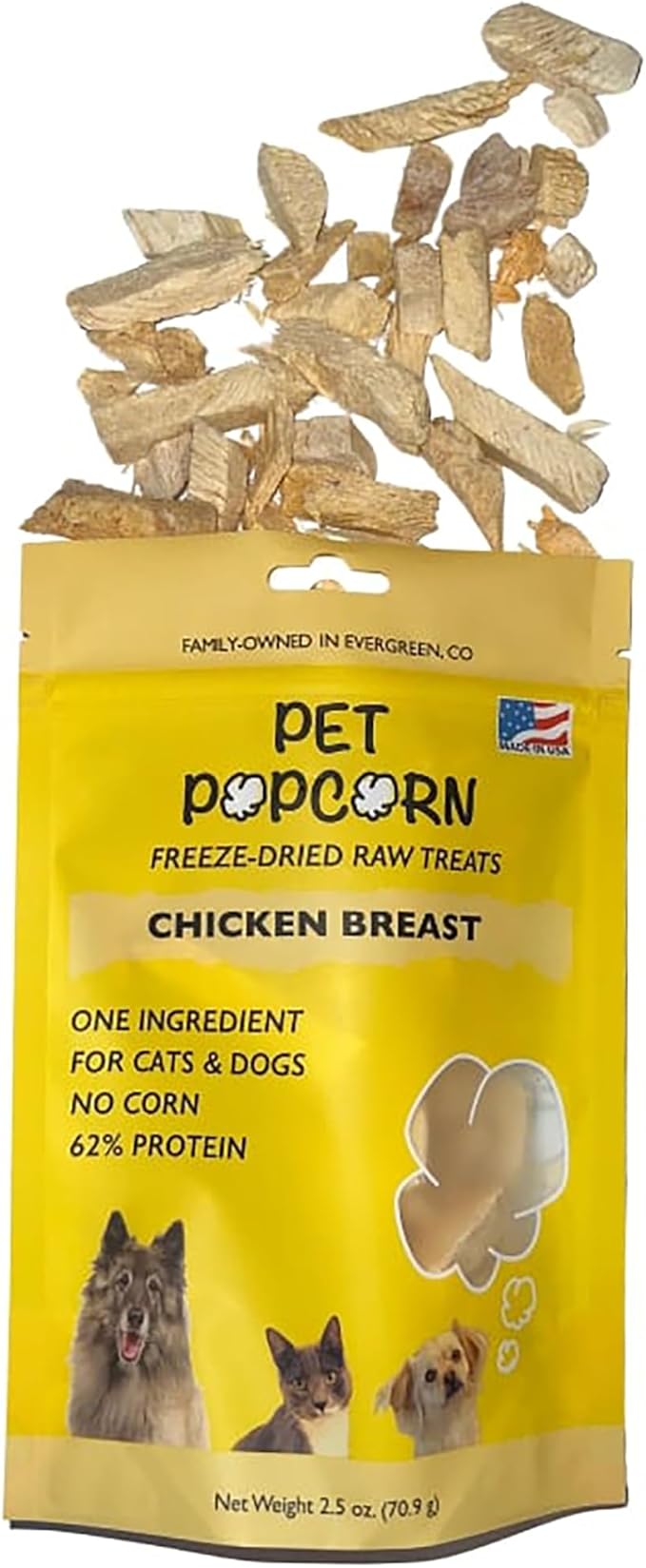 Freeze-Dried Raw Treats - Chicken Breast - 2.5oz Bag, Dog & Cat Snacks, Single Ingredient, Natural, Pet Food Topper, Protein‑Packed Meat