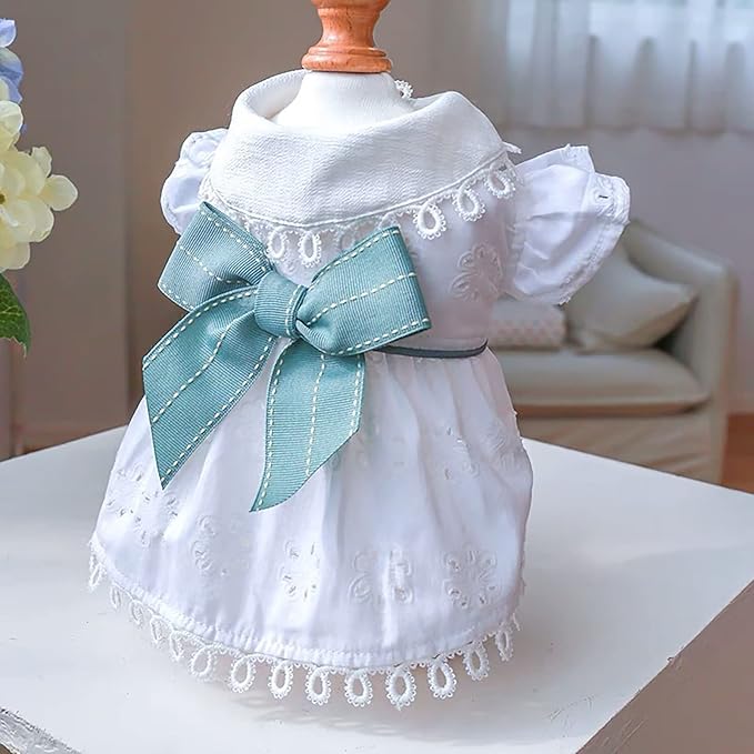 Dog Bowknot Princess Dress Summer Cute Pet Clothes for Small Dogs Elegant Puppy Sundress Holiday Breathable Lightweight Outfits Female Cat Dog Yorkie Chihuahua Dress Apparel