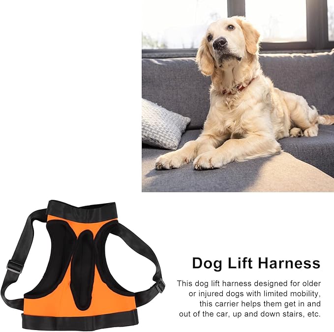 Dog Lift Harness, Dog Sling, Adjustable Pet Support Harness for Back Legs, Dog Harness Help with Poor Stability, Reduced Mobility Dog for Elderly, Senior, Disabled Dogs (Back Leg Size M)