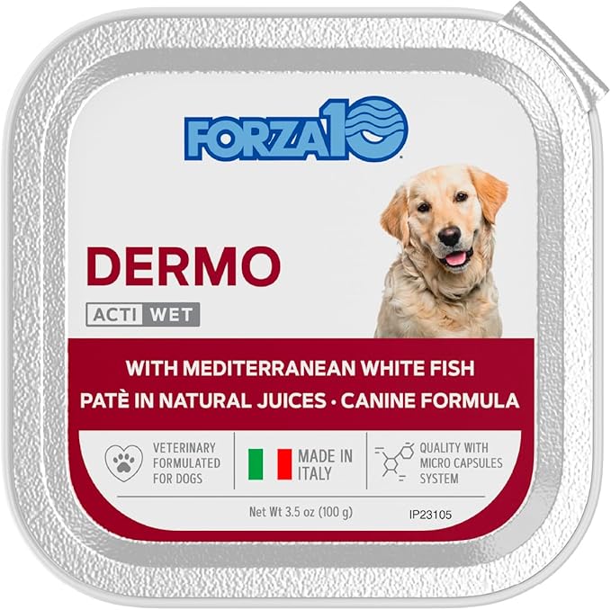 Forza10 - Dog Food, Vet Formulated Wet Dog Food for Itchy Skin, Sensitive Stomach & Coat Health, Non-GMO, Fish Flavor, Made in Italy (3.5 oz, 32 Pack)