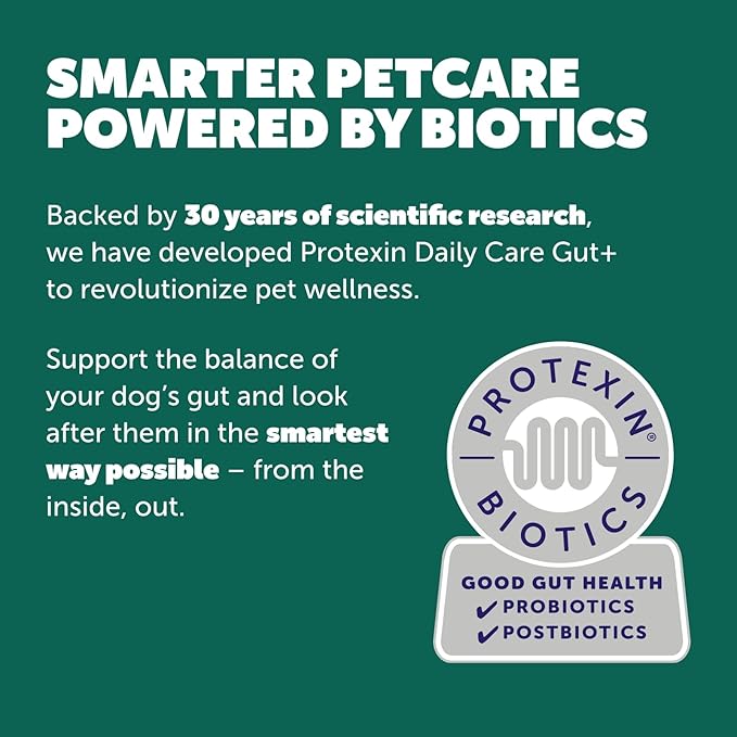 Protexin Daily Care Gut+ Digestive | 60 Dog Chews, Chicken and Carob Flavor Dog Supplement | Probiotics for Dogs, Dog Postbiotics