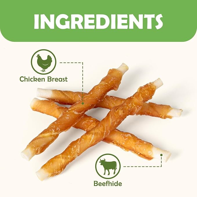 MON2SUN 5 Inch Chicken Wrapped Rawhide Sticks, 25 Count Long Lasting Chew Treats for Puppy & Small Dogs, High Protein, No Artificial Colors, 8.82 oz