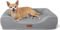 Orthopedic Dog Bed for Small Dogs,Cooling Gel Memory Foam Pet Bed with Removable Waterproof Cover,Washable Puppy Couch Bed for Joint Pain Relief,24"x18"x6",Grey