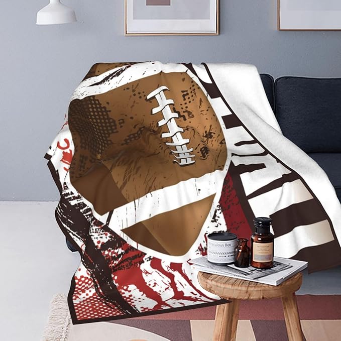Football Blanket Sprots Gifts Throw Blankets Fleece Flannel Blanket Plush Bedding Football Stuff Room Decor Gift for Boys Girls Men Women Teens for Couch Sofa Bed 80"X60"