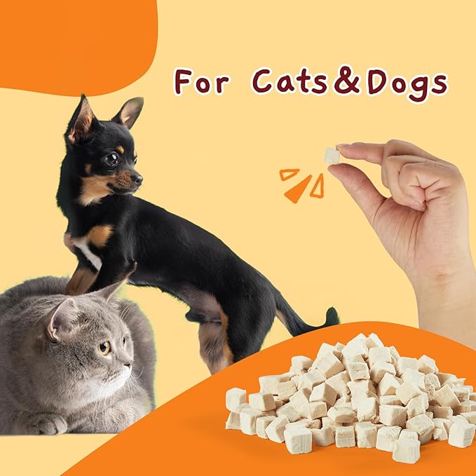 Jungle Calling Freeze Dried Chicken Treats for Cats & Dogs, Single Ingredient, Grain-Free, High Protein Training Rewards & Food Topper (Chicken Cubes, 3.2 oz)