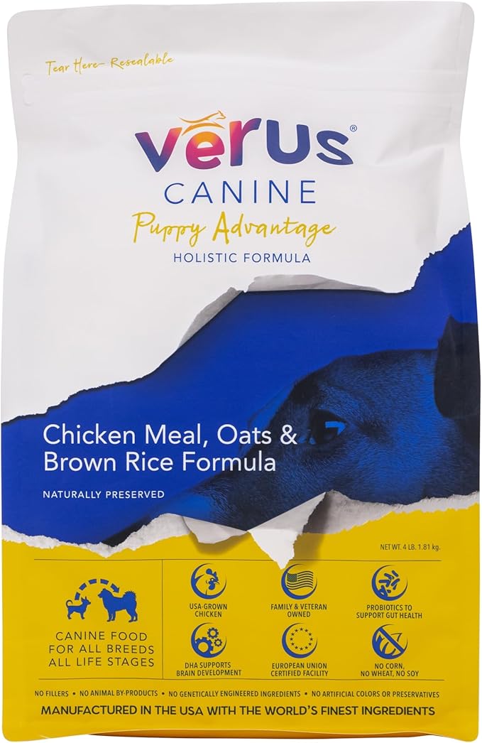 VeRUS Pet Foods Dry Dog Food Chicken, Puppy Advantage Formula 4lb Bag