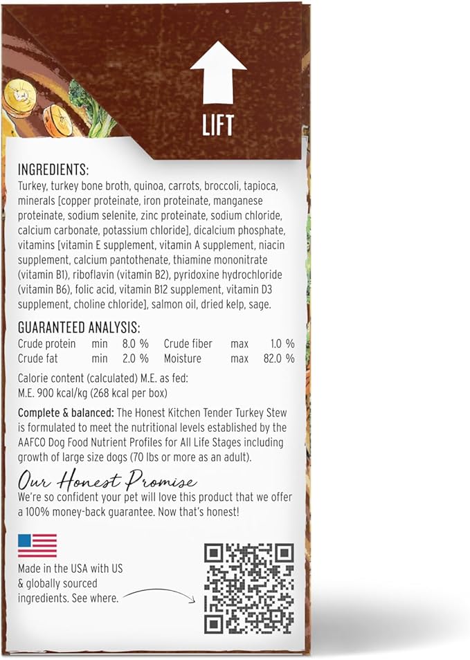The Honest Kitchen Human Grade Wet Dog Food - One Pot Turkey Stews,10.5 Oz(Pack of 6)