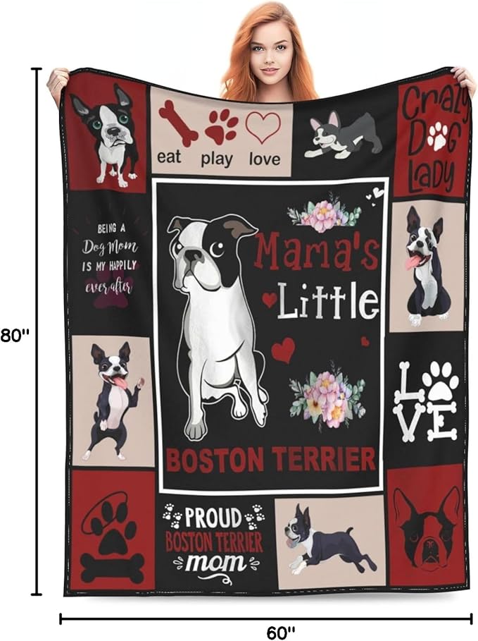 Boston Terrier Blanket Boston Terrier Gifts Throw Blankets Cozy Fleece Flannel Blanket Soft Warm Plush Lightweight Blanket Dog Gift for Couch Sofa Bed for Women Girls 60"X80"
