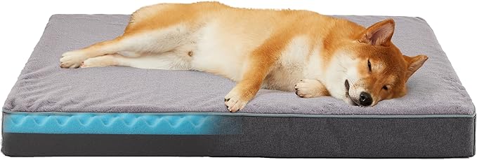 WATANIYA PET Cooling Dog Beds for Large Dogs, Memory Foam Large Sized Dog Bed, Washable Orthopedic Dog Bed for Crate with Joint Relief Memory Foam, Waterproof Liner and Plush Cover(35’’x 22’’)