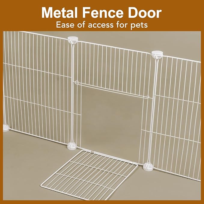 VISCOO 12 Panels Small Animal Playpen,Pet Playpen,C&C Cage for Guinea Pigs,Puppy Play Pen,Bunny Playpen Indoor Outdoor, Portable Metal Wire Yard Fence(White)