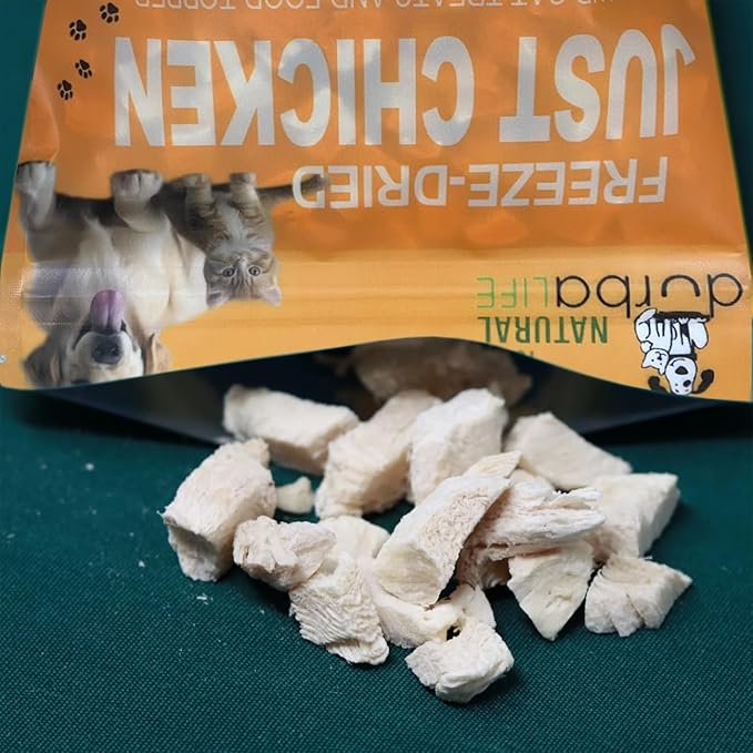 Freeze Dried Chicken Bites - Cats and Dogs Training Treat or Food Topper for Picky Eaters, Protein-Packed Pet Snack (2.0 oz, Just Chicken)
