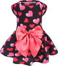 PUPTECK Print Dog Spring Dress Pet Costumes Apparel with Cute Bowtie Puppy Clothes Outfit, Heart, XS