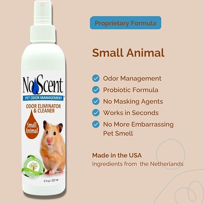 No Scent Small Animal Guinea Pig Cage Cleaner | Hamster & Rabbit Habitat Pet Odor Spray (32 Fl Oz / 946 mL)