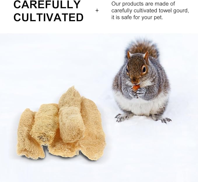 TEHAUX Natural Loofah Chewing Toys 5-Pack for Small Animals Tooth Cleaning and Fur Scrubbing Bath Tools for Guinea Pigs Hamsters Rabbits Safe Teeth Grinding