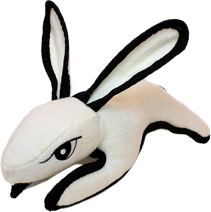 TUFFY - World's Tuffest Soft Dog Toy -Barnyard- Multiple Layers. Made Durable, Strong & Tough. Interactive Play (Tug, Toss & Fetch). Machine Washable & Floats. (White Rabbit, Large 2 Pack)