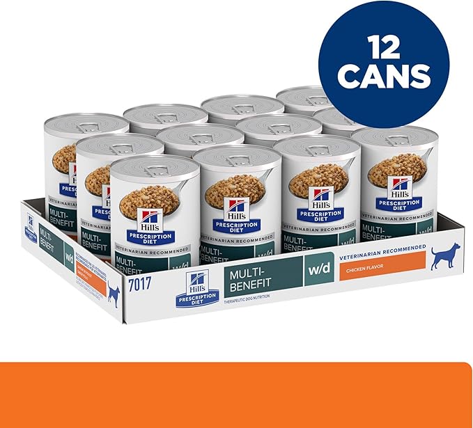 Hill's Prescription Diet w/d Multi-Benefit Digestive/Weight/Glucose/Urinary Management Wet Dog Food, Chicken, 13 oz. Cans, 12-Pack