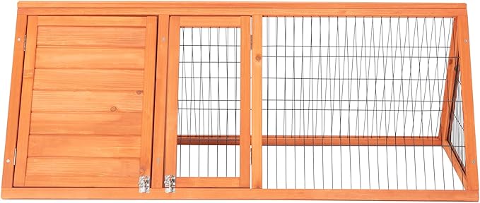 50" Outdoor Triangular Wooden Bunny Rabbit Hutch/Guinea Pig House with Run,Indoor Outdoor Bunny Cage Rabbit House, Guinea Pig Hutch, Pet House for Small Animals
