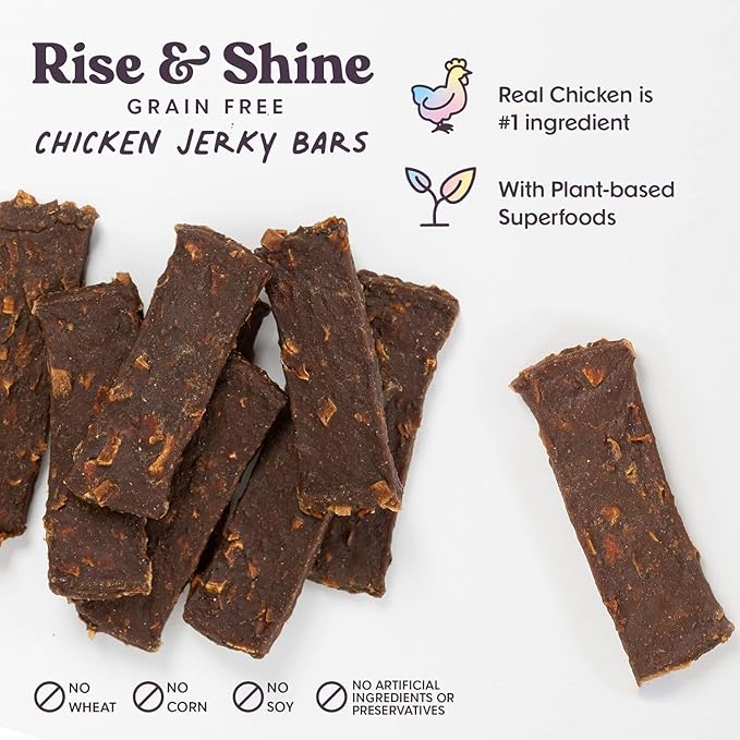 Bundle x Joy Rise & Shine Dog Treats Chicken Jerky Snack Bars, 5 oz (6-Pack), Puppy and Training Treats, Natural Superfood Grain Free Made with Real Chicken, Superfoods, Corn Free & Soy Free