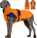 MIGOHI Thermal Large Dog Fleece Jacket - Rainproof Coat for Large Dogs, Thick Dog Winter Coat,Snow Jacket for Dogs Windproof for Hunting Camping,Windy Chilly Days,Doberman,Great Dane,3XL,Orange