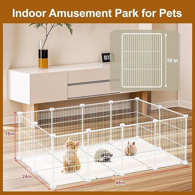 VISCOO 20 Panels Small Animal Playpen, Pet Playpen, C&C Cage for Guinea Pigs, Rabbit/Bunny Cage, Puppy Play Pen, Indoor Outdoor Portable Metal Wire Yard Fence(White)