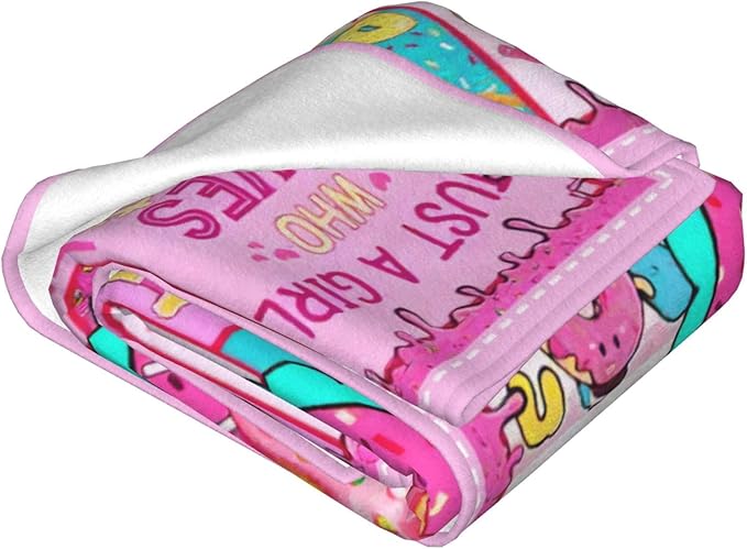 SweetFox Donut Blanket, Funny Cute Donut Decor Throw Blanket Gifts for Girls Boys Food Lovers Super Warm Soft Plush Fleece Lightweight Flannel Winter Bedding Blankets for Kids Adults Women 80"X60"