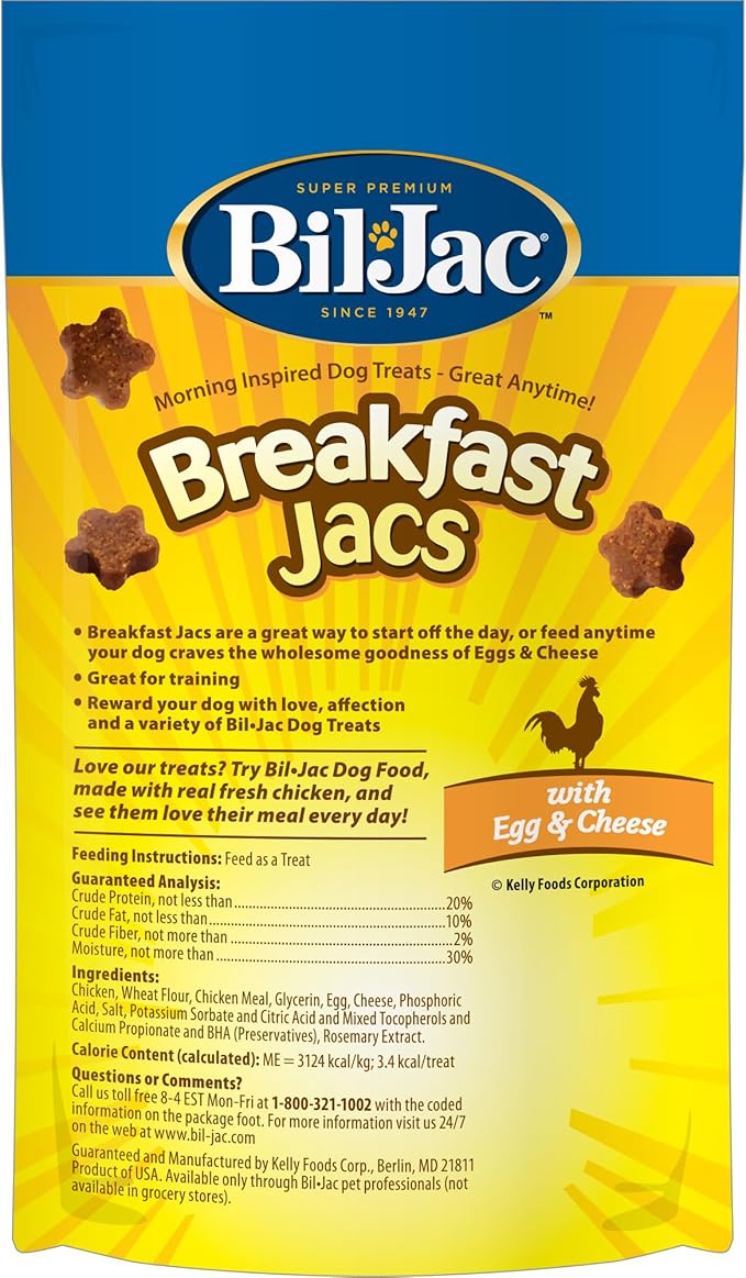 Bil-Jac Breakfast Jacs Soft Dog Treats, Egg & Cheese Flavor, 4 oz Pouch