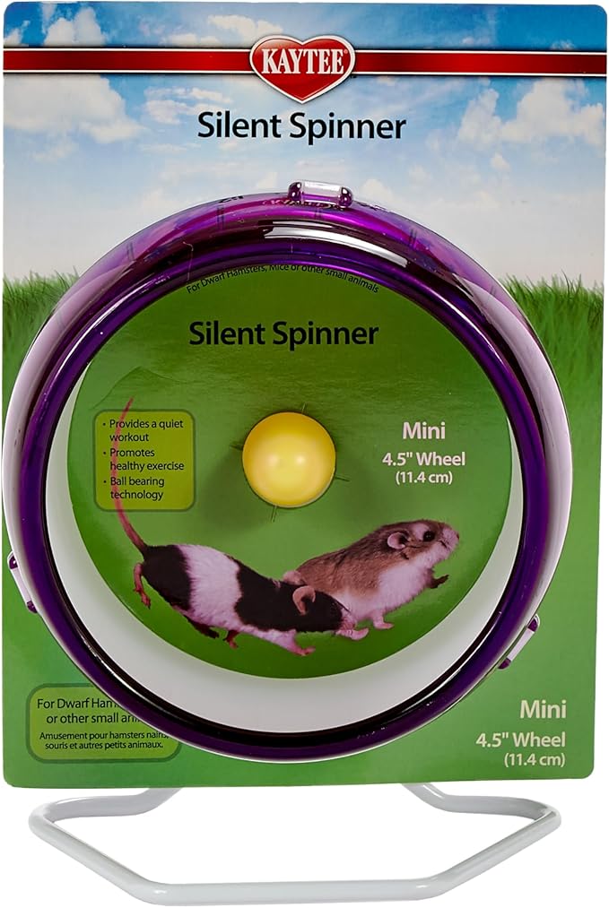 Kaytee Silent Spinner Wheel For Pet Mice and Dwarf Hamsters, Mini 4.5 Inch