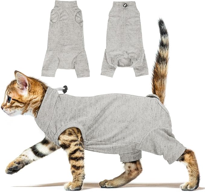 Cat Recovery Suit with Hind Legs, Breathable Onesie After Surgery Female for Abdominal Wounds or Skin Diseases, Anti-Licking Full Body Pet Surgical Pajamas, E-Collar Alternative Wear