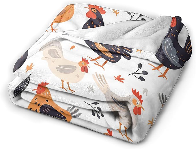 Chicken Blanket Rooster Chicken Throw Blanket Gifts for Kids Girls Boys Adults Women Man Super Soft Cozy Plush Fluffy Fuzzy Fleece Blanket Decor 50''X60''
