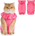Avont Cat Recovery Suit - Kitten Onesie for Cats After Surgery, Cone of Shame Alternative Surgical Spay Suit with Ruffles for Female Cat, Post-Surgery or Skin Diseases Protection -Rosepink (L)