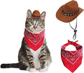 Dog and Cat Cowboy Hat with Bandana Scarf - Mini Pet Costume for Halloween, Holiday, Party Decoration (Brown, Small)