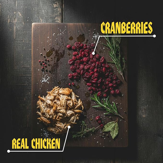 Junkyard Jerky Dog Treats, Soft and Chewy Healthy Snack for Puppies and Adult Dogs, Made with Real Chicken and Cranberries, with Antioxidants, Grain Free, Natural Ingredients, 14 oz