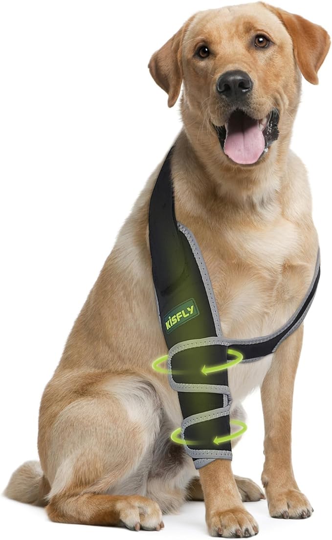 Dog Elbow Pad for Front Leg, Supports Elbow and Shoulder, Helps with Hygroma, Calluses & Pressure Sores, Anti-Licking Elbow Protector with Reflective Design, Right Leg, Size L