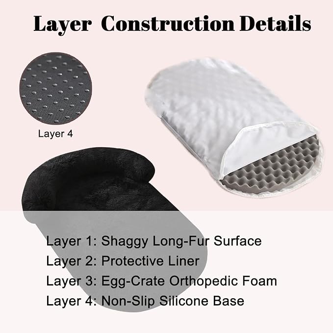 Calming Dog Beds for Medium Large Dogs, Orthopedic Cushion Plush Large Pet Bed Lounge with Washable Cover, Anti-Anxiety Soft Fluffy Faux Fur Fits up to 60 lbs Pets (Oval, Black 40"x30")