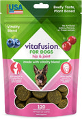 VitaFusion Dog Hip and Joint Supplement Glucosamine, Chondroitin, MSM, Omega-3 & Green-Lipped Mussel, Superfoods Blend. Flexibility and Cartilage Health. Wellness for Puppies to Senior Dogs,120 Chews.