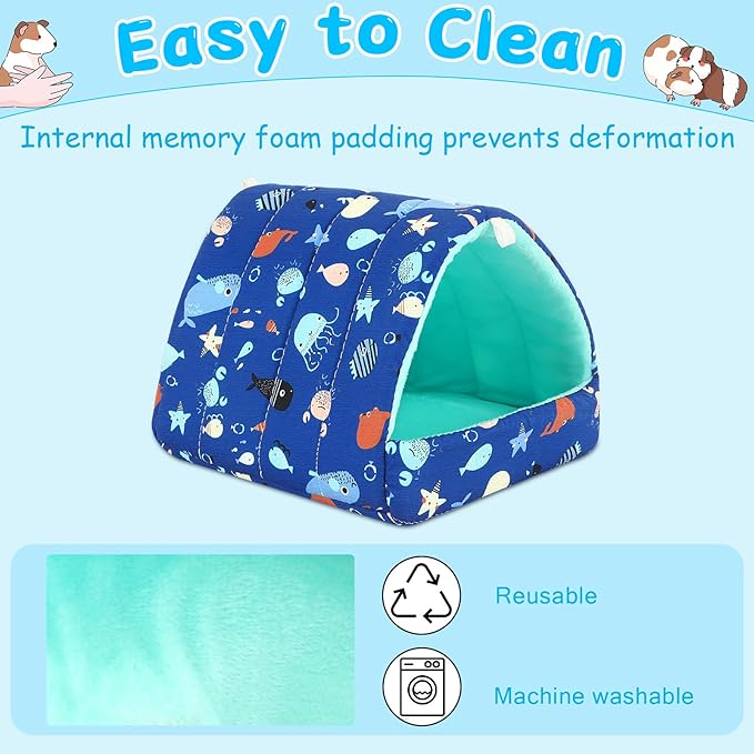 UPINS 2 Pack Guinea Pig Bed, Guinea Pig Hideout Washable Small Animal House Cage Accessories for Dwarf Rabbits Chinchillas Hamsters Hedgehogs Ferrets Bearded Dragons and Rats
