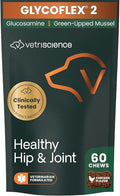 VetriScience Healthy Hip & Joint Chews, GlycoFlex Glucosamine and Green-Lipped Mussel Mobility Support Supplement for Dogs, Promote Play and Protect Joints, Chicken, 60 Count