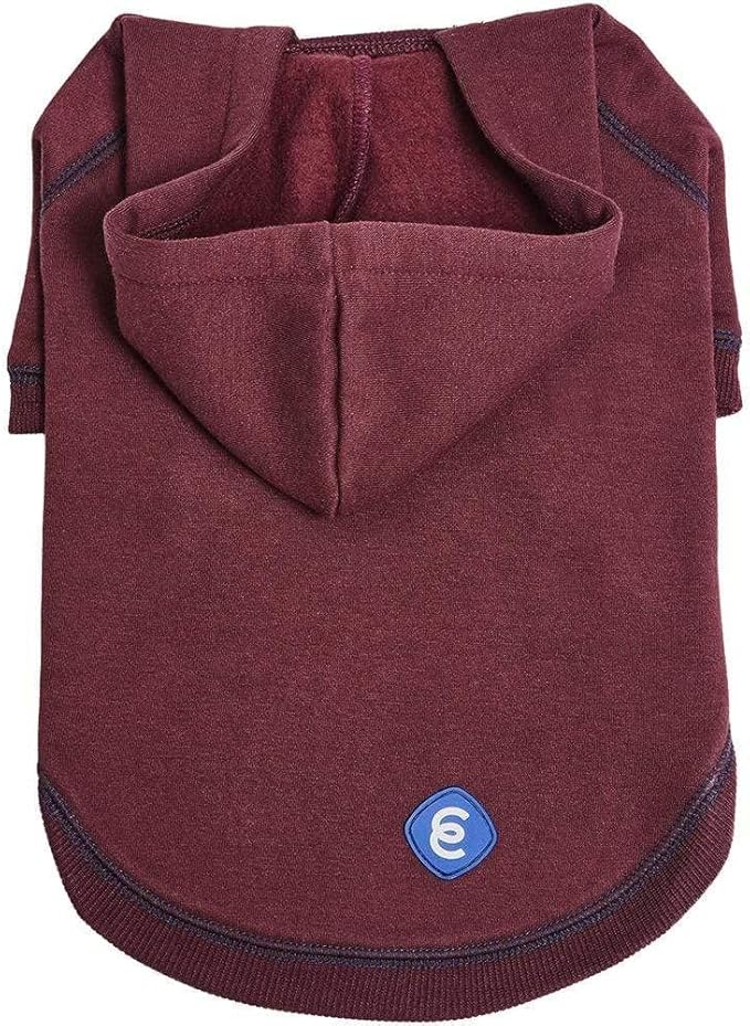 Blueberry Pet Dog Hoodie – 16″ Soft Cotton‑Blend Sweater for Small Dogs, Burgundy Red, Award‑Winning Frenchie Apparel
