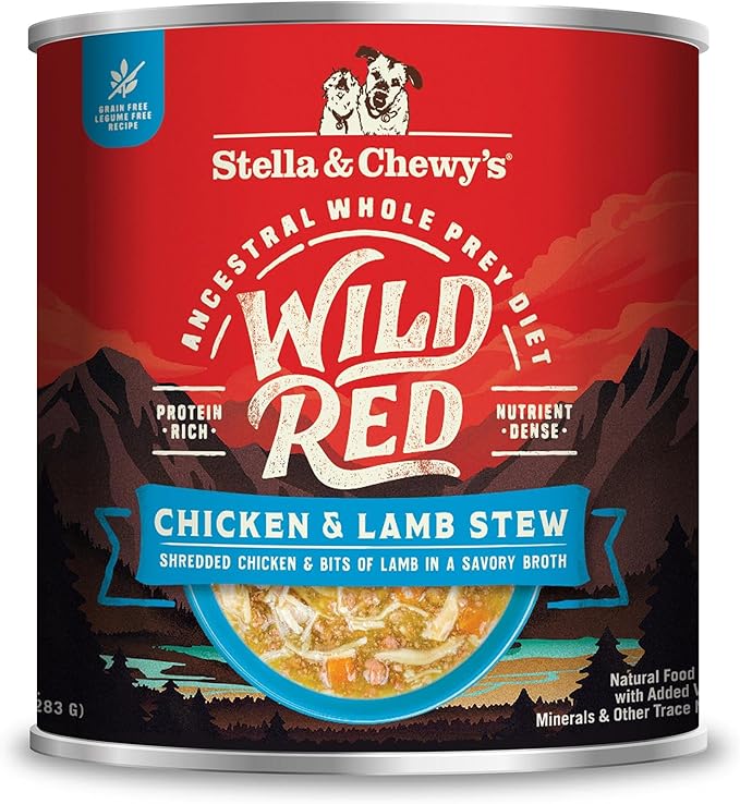 Stella & Chewy's Wild Red Wet Dog Food - High Protein Chicken & Lamb Stew - Grain-Free Premium Recipe with 96% Animal Protein - Perfect for Picky Eaters, 10 oz, Pack of 6