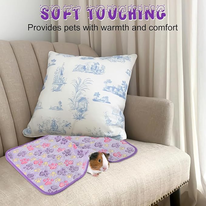 YUEPET Waterproof Guinea Pig Blankets Washable 3 Pack Small Animal Fleece Cage Liners Pet Soft Sleep Mat Pad Cover Warm Flannel Throw for Hamster Guinea Pig Rabbit Chinchilla Hedgehog Ferret 23"×16"