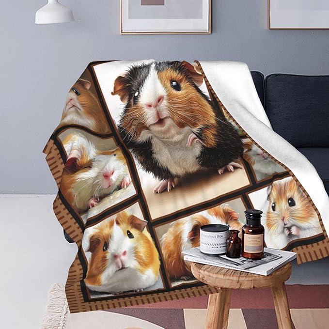 Guinea Pig Blankets, Guinea Pig Throw Blankets, Gifts for Women Men Boys Girls Lover Adult Cozy Fleece Flannel Bedding Stuff Animal Plush for Couch Sofa Bed 60"X50"