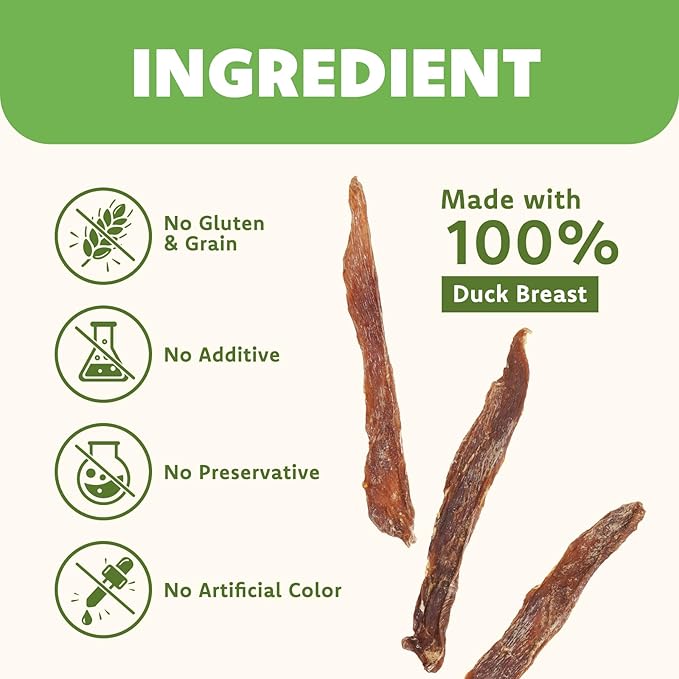 MON2SUN Dog Treats Duck Jerky, Single-Ingredient, Rawhide-Free, High Protein, Low Fat, Training Treats for Small to Large Dogs, 14.1 oz