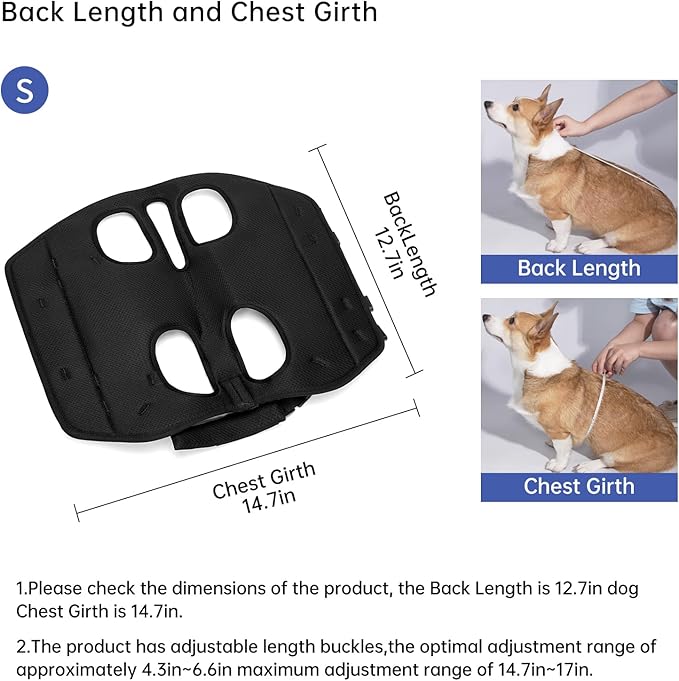 Wakytu Dog Lift Harness for Small Dogs,Dog Backpack Carrier,Adjustable Padded Breathable Straps for Dogs, Disabled, Joint Injuries, Arthritis,S(4.5-7.5LBS)