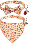 EXPAWLORER Fall Cat Collar Breakaway with Removable Bowtie and Bandana, Adjustable Holiday Cute Kitten Thanksgiving Collar with Bell, Ideal Festival Decoration Gift for Girl Boy Cats Puppies, 2 Pack