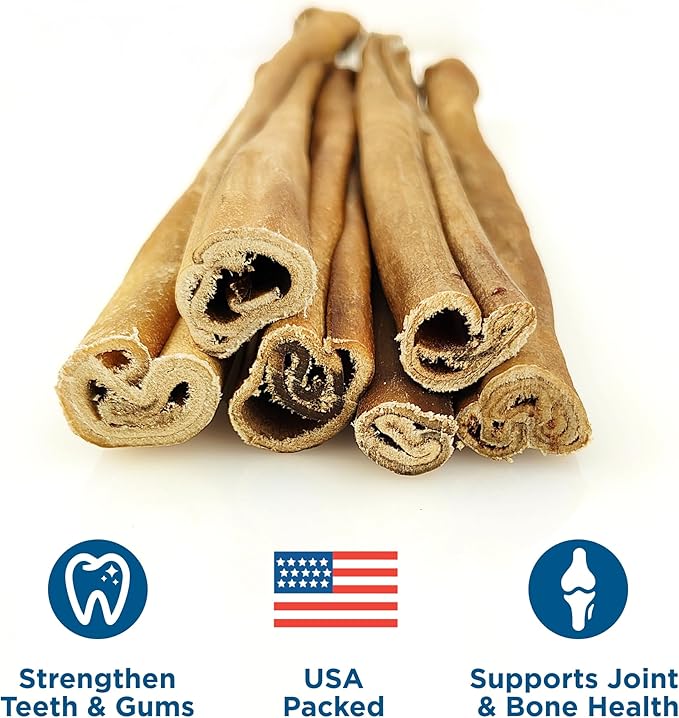Best Bully Sticks 12 Inch Natural Collagen Sticks for Dogs - 5 Count (Pack of 1) - Long-Lasting, Rawhide Free, Beef Treat