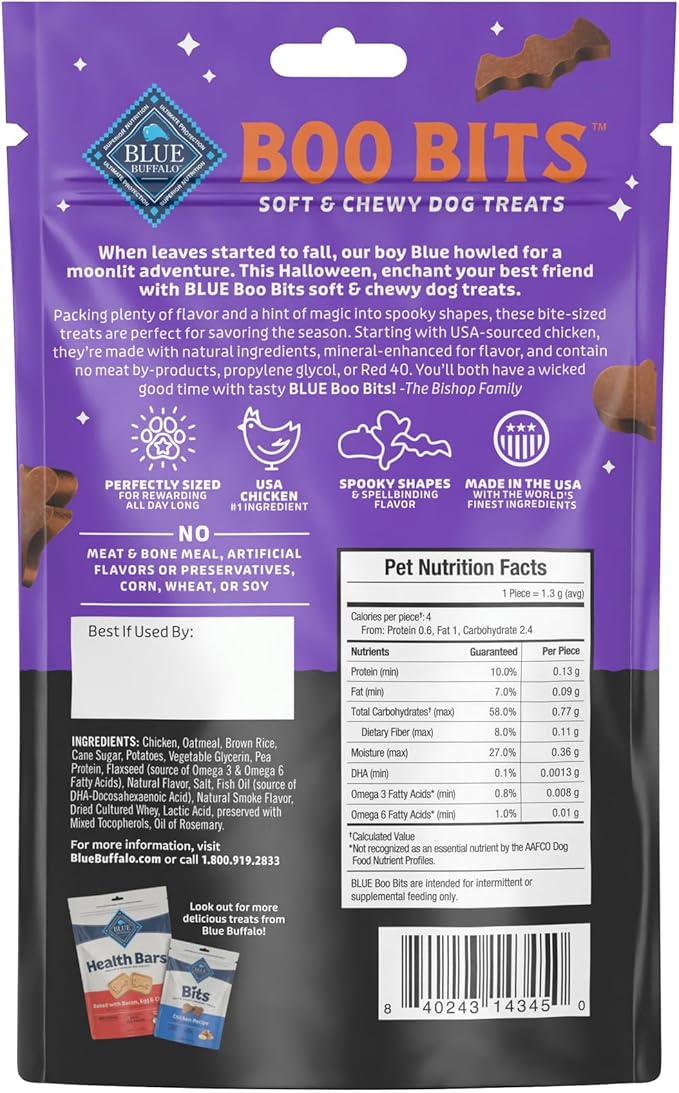 Blue Buffalo Boo Bits Soft & Chewy Halloween Dog Treats, Tasty Chicken Recipe, 4.5-oz. Bag