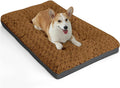 POCBLUE Dog Bed Medium Sized Dog, Washable Plush Pet Bed for Crate, Anti-Slip Pet Mat for Cages, Comfy Crate Pad for Outdoor/Indoor/Car Use, Soft Kennel Pad for Dogs Up to 40 lbs, 29"x19", Brown